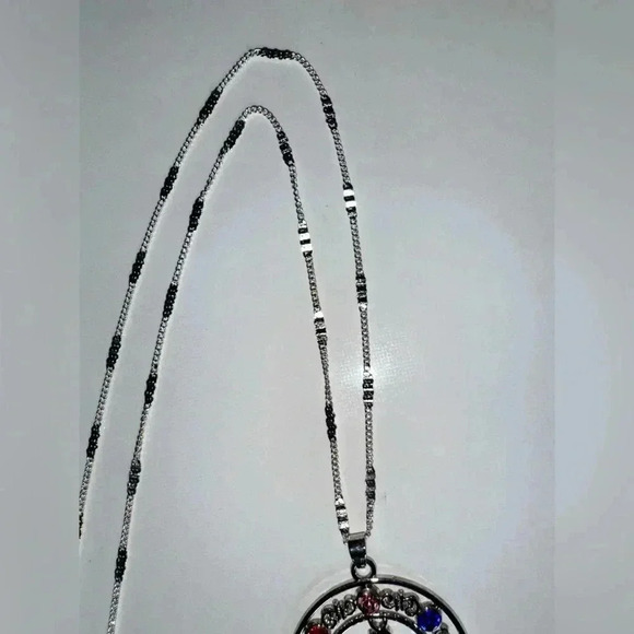 925 sterling silver chain,multi color stone pendant yoga Aum mediation - Picture 15 of 16